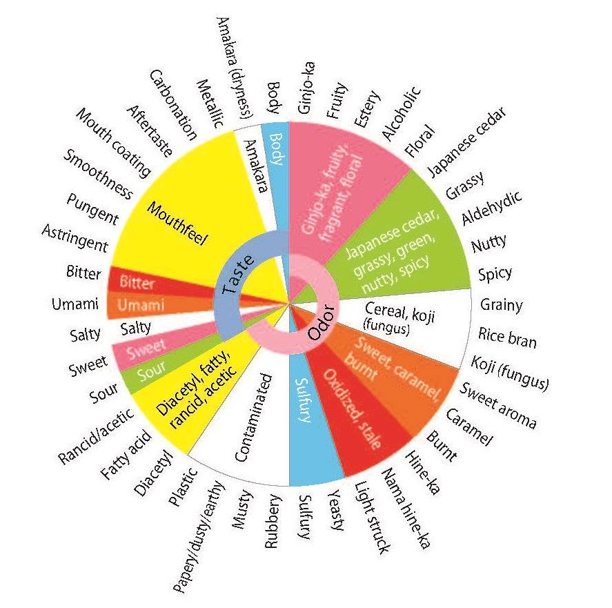 The sake flavour wheel shows the different aromas that can be applied to nihonshu.